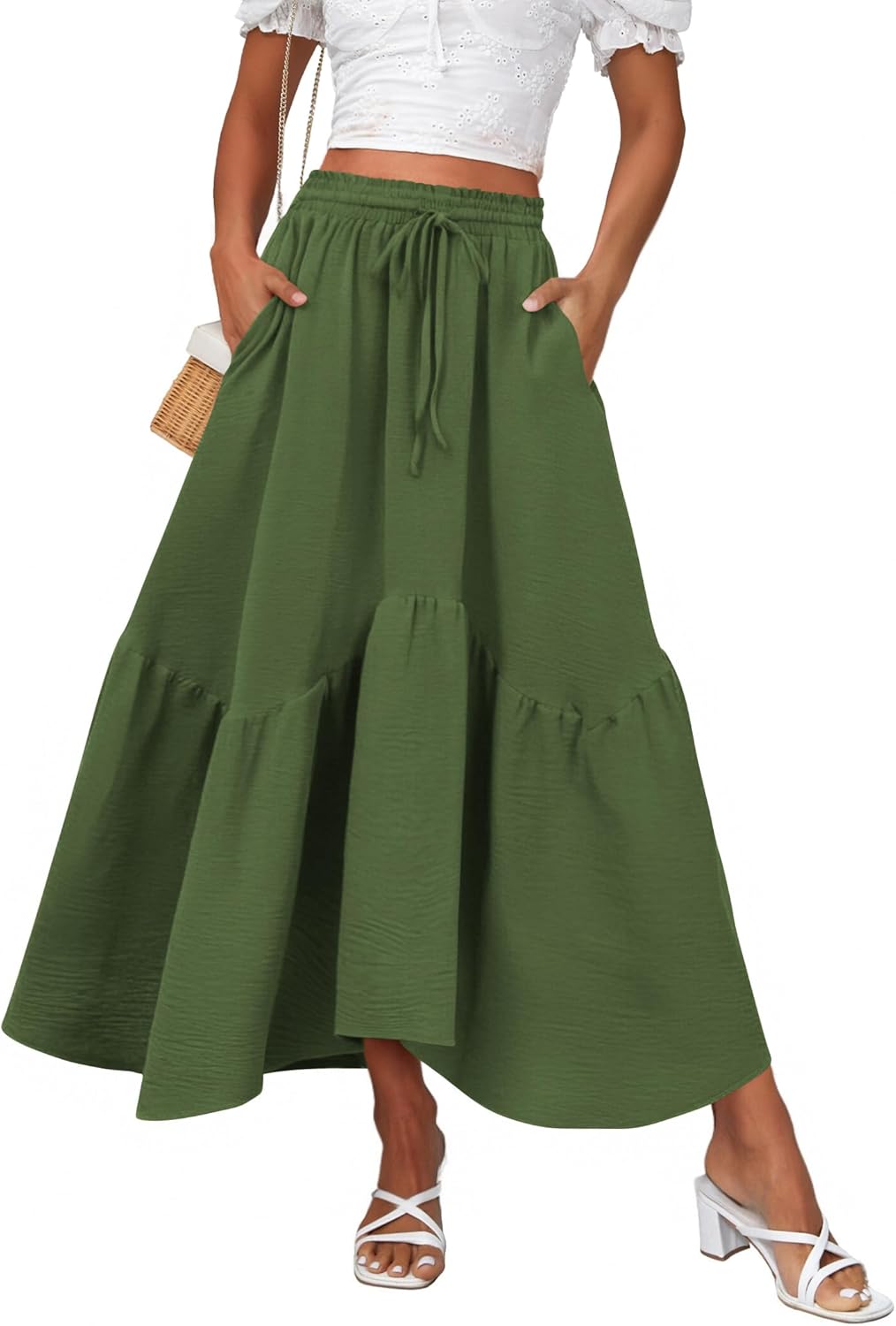 Zeagoo Long Skirts for Women High Waist A Line Casual Flowy