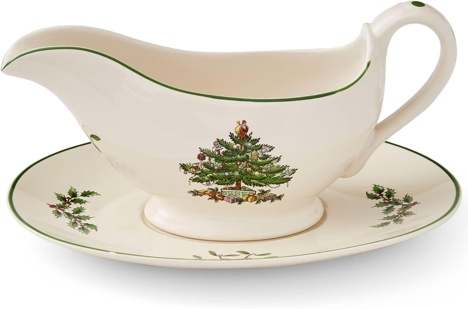 Spode Christmas Tree Gravy Boat & Stand for Holiday Gatherings