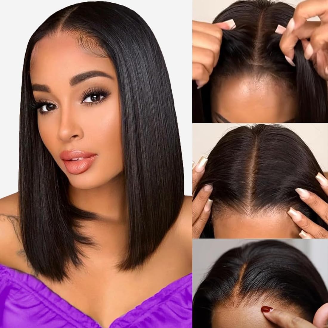 Glueless Bob Wig Human Hair Pre Plucked 5X5 HD Lace Closure
