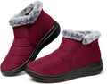 SHIBEVER Winter Waterproof Boots for Women - Warm Slip On Ankle Boot