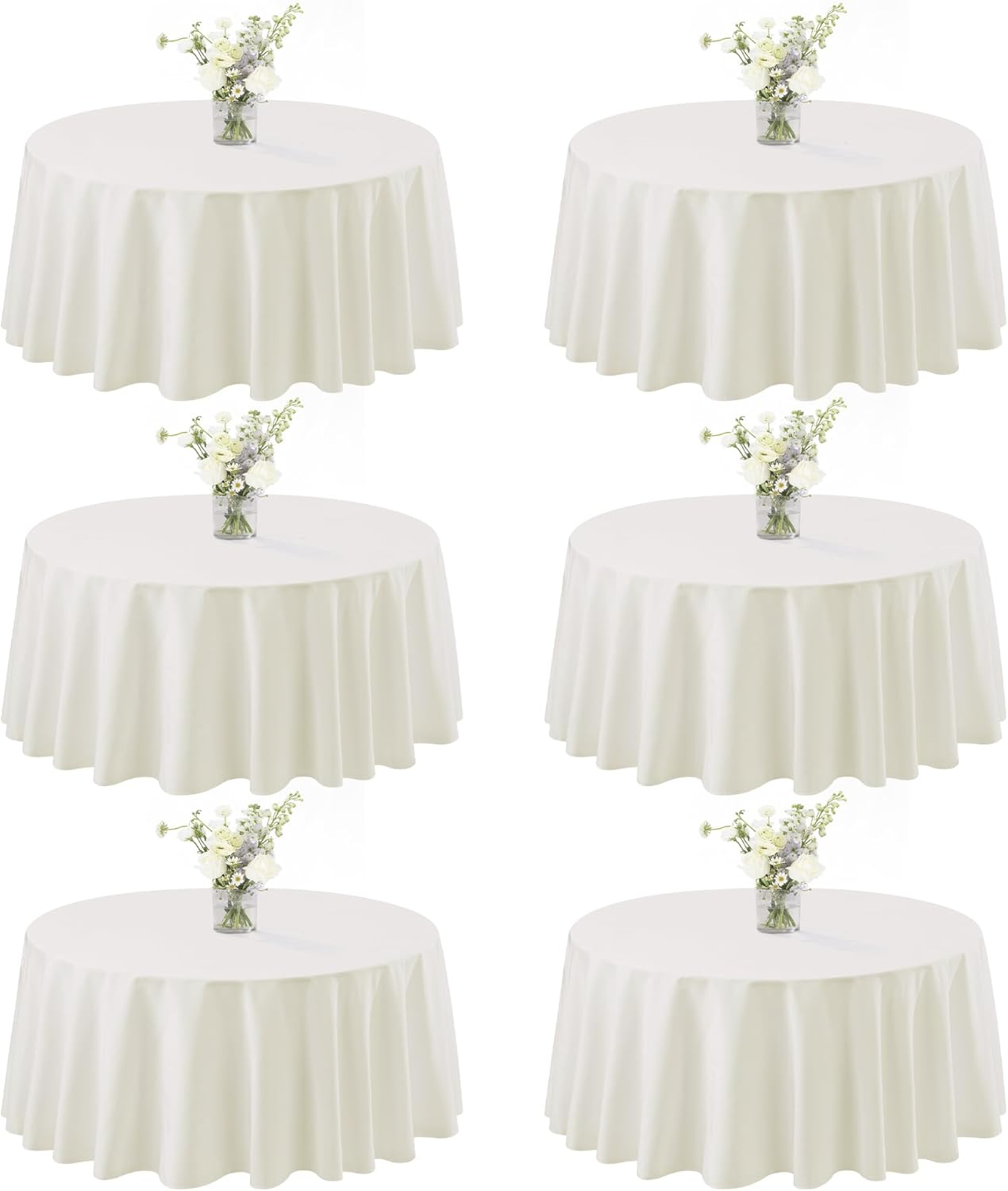 Joybest 6 Pack Round Tablecloths - Elegant Ivory Table Covers