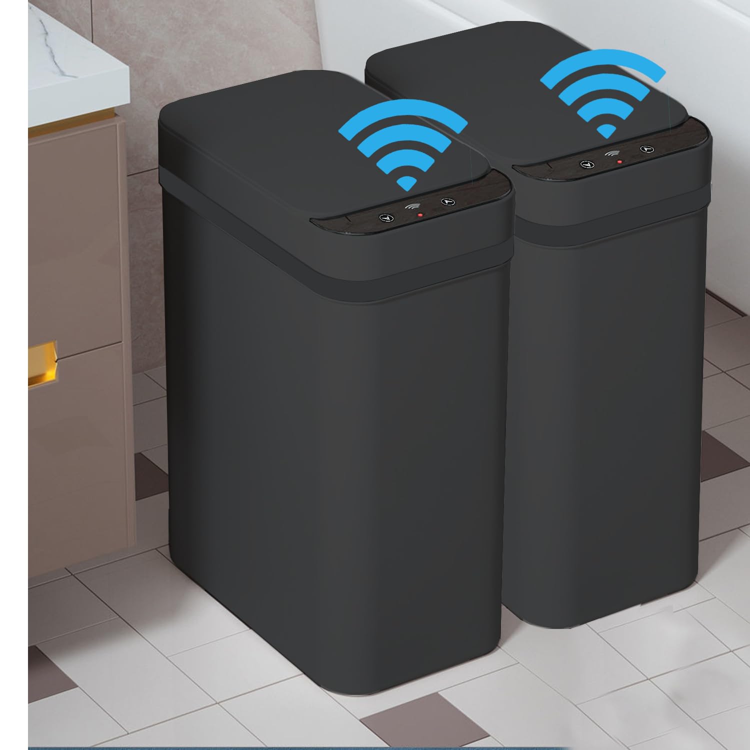 Yatmung Touchless Bathroom Trash Can - Slim 2.5 Gallon Bin