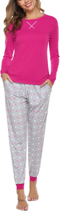 Women's Cotton Long Sleeve Pajama Set with Pockets - Cozy 2-Piece