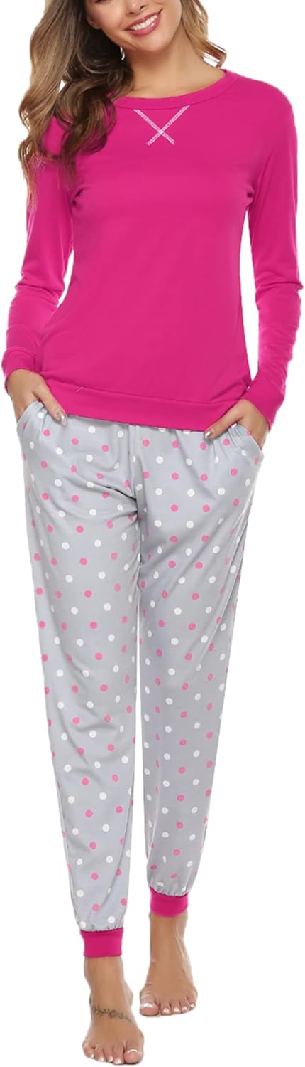 Soft Womens Pajama Sets Cotton Long Sleeve Pj Sets Comfy Sleepwear