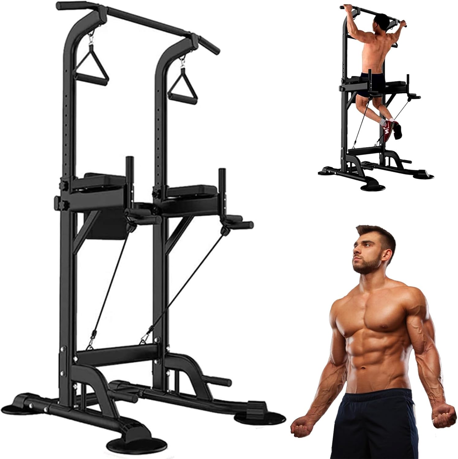 Adjustable Height Power Tower for Strength Training