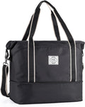 Travel Duffel Bag for Women Men Black - Foldable Waterproof Weekender