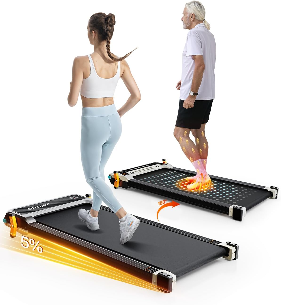 2-in-1 Incline Treadmill w/ Foot Massage - AKLUER