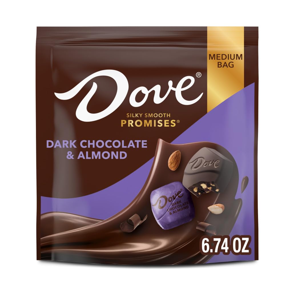 DOVE PROMISES Dark Chocolate & Almond Candy, 8 Bags of Bliss