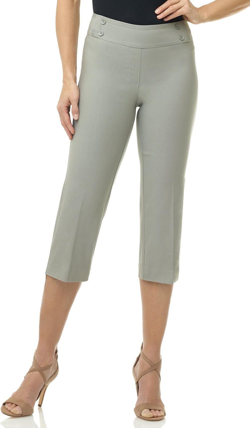 Rekucci Womens Comfort Stretch Pull-On Capri Pants for Casual Wear