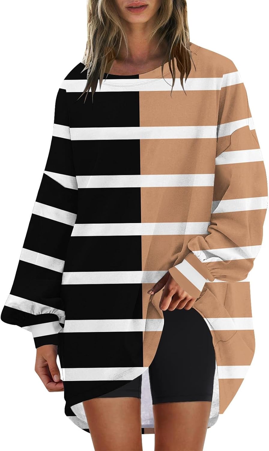 Y2K Striped Oversized Sweatshirt for Legging Days