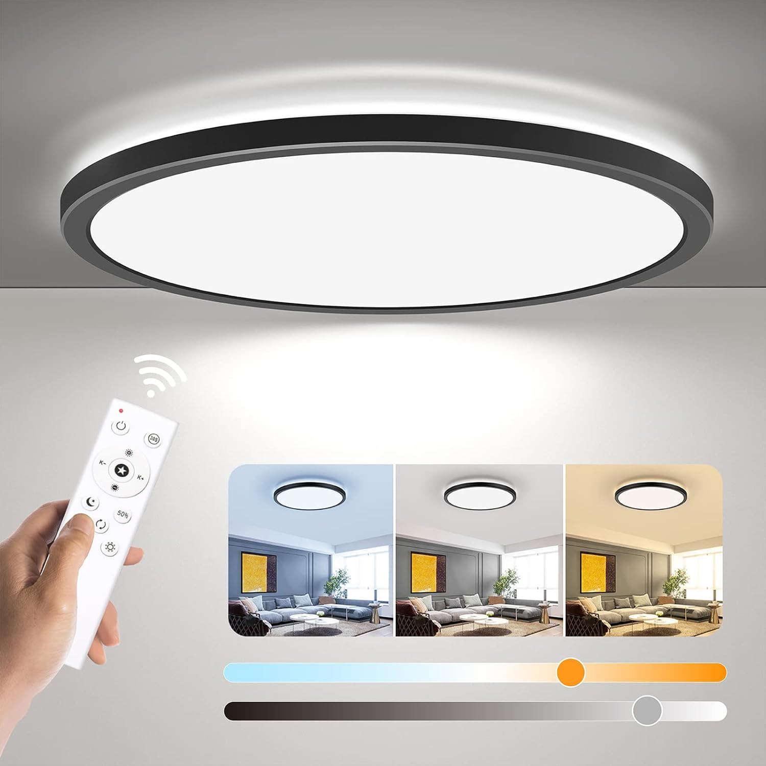 BLNAN LED Flush Mount Ceiling Light with Remote Control for Home