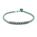 Surfer Anklet Woven Ankle Bracelet with Hematite Stones - Handwoven
