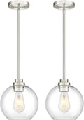 2 Pack Pendant Lights Kitchen Island - Brushed Nickel Globe