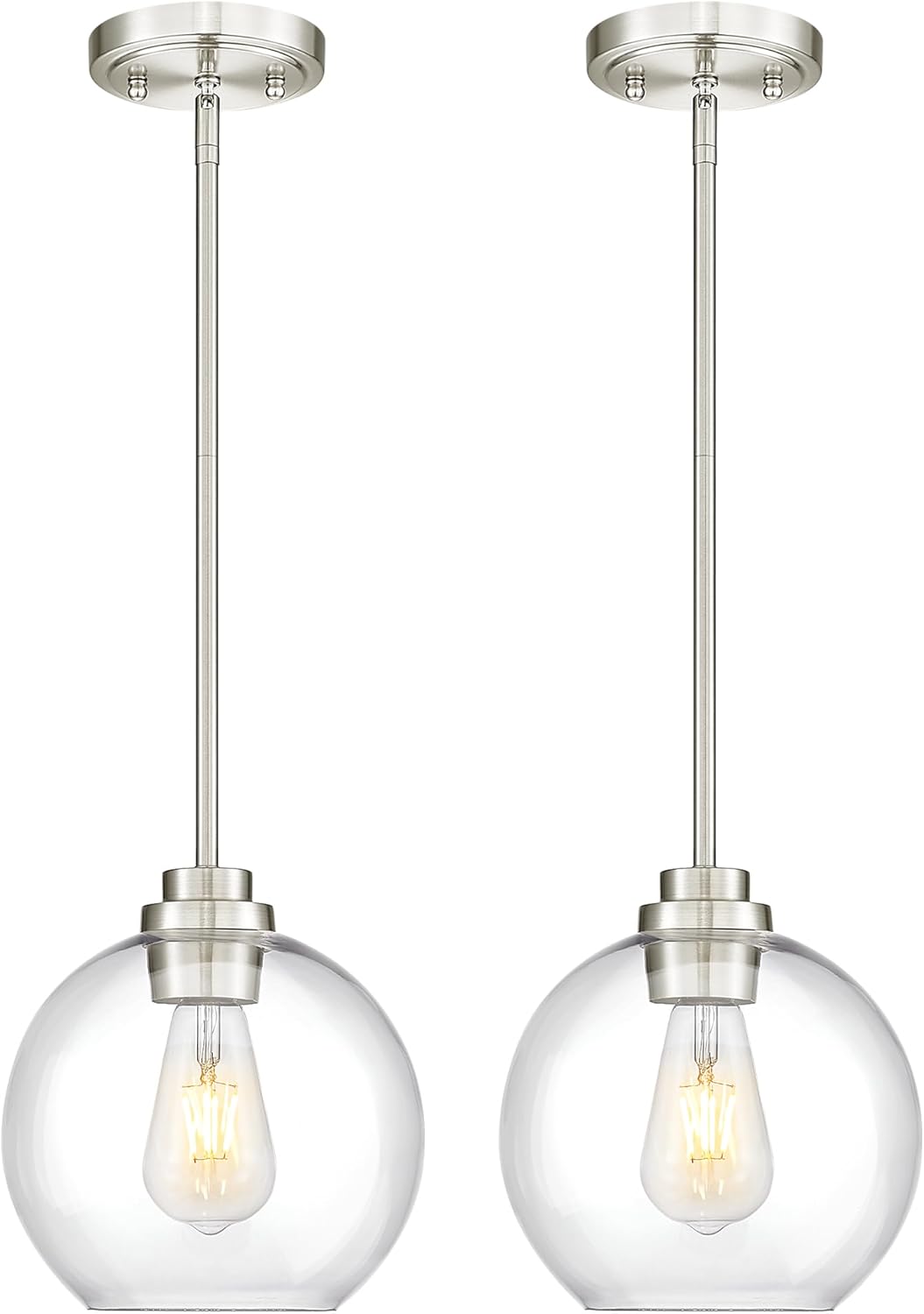 Brushed Nickel Pendant Lights for Kitchen Island - 2 Pack