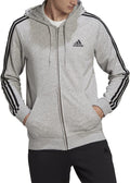 Mens Essentials French Terry 3-Stripes Zip Hoodie - Lightweight Fit