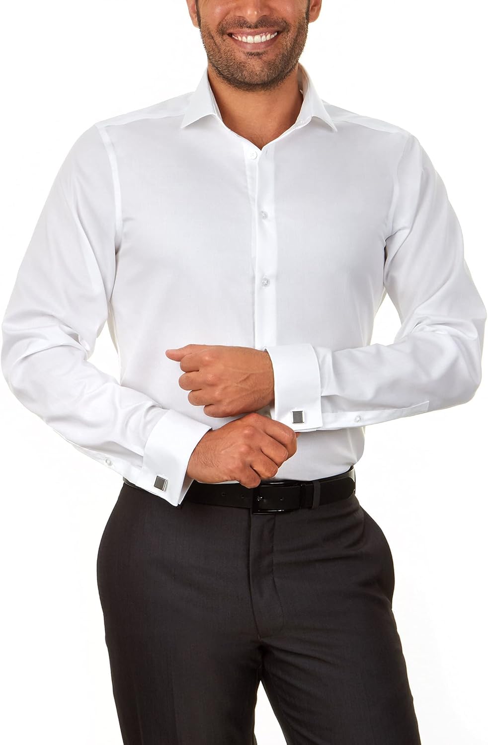 Calvin Klein Men's Slim Fit Non Iron Herringbone Dress Shirt
