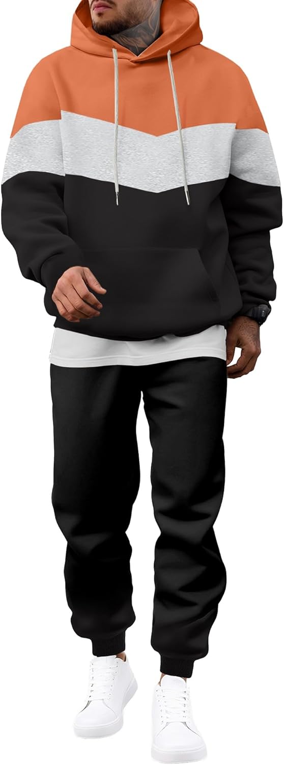JMIERR Men's Hoodie Tracksuit 2 Pieces Set for Casual Style