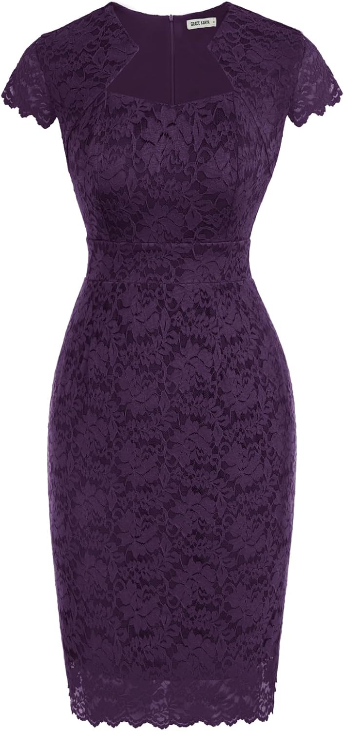 GRACE KARIN Cocktail Dress for Women Cap Sleeve Lace Elegance