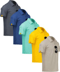 ZITY Mens Polo Shirt 5 Pack Short Sleeve Moisture-Wicking (Style JYM2)