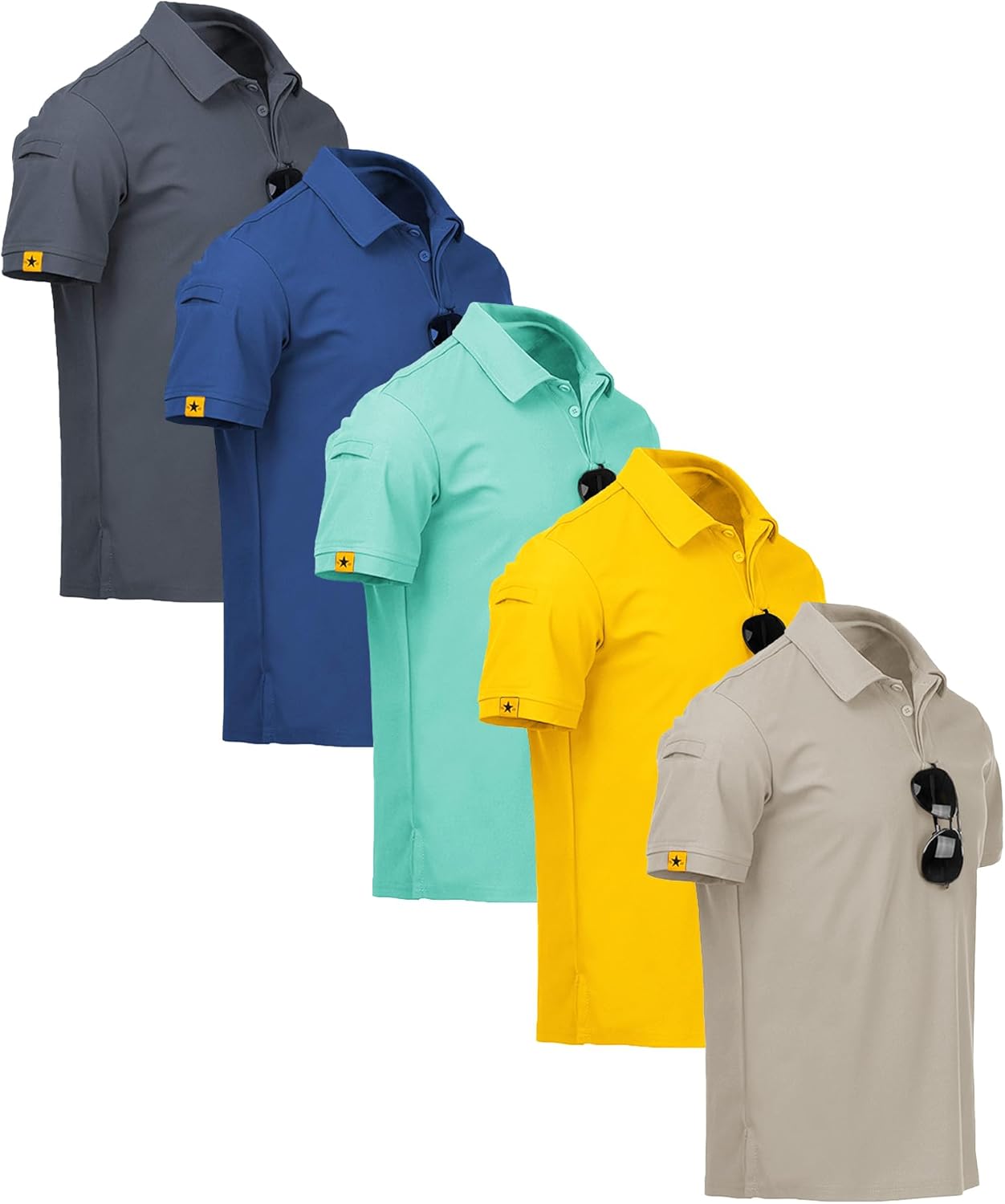 ZITY 5 Pack Mens Polo Shirt Short Sleeve Sports Golf T-Shirt