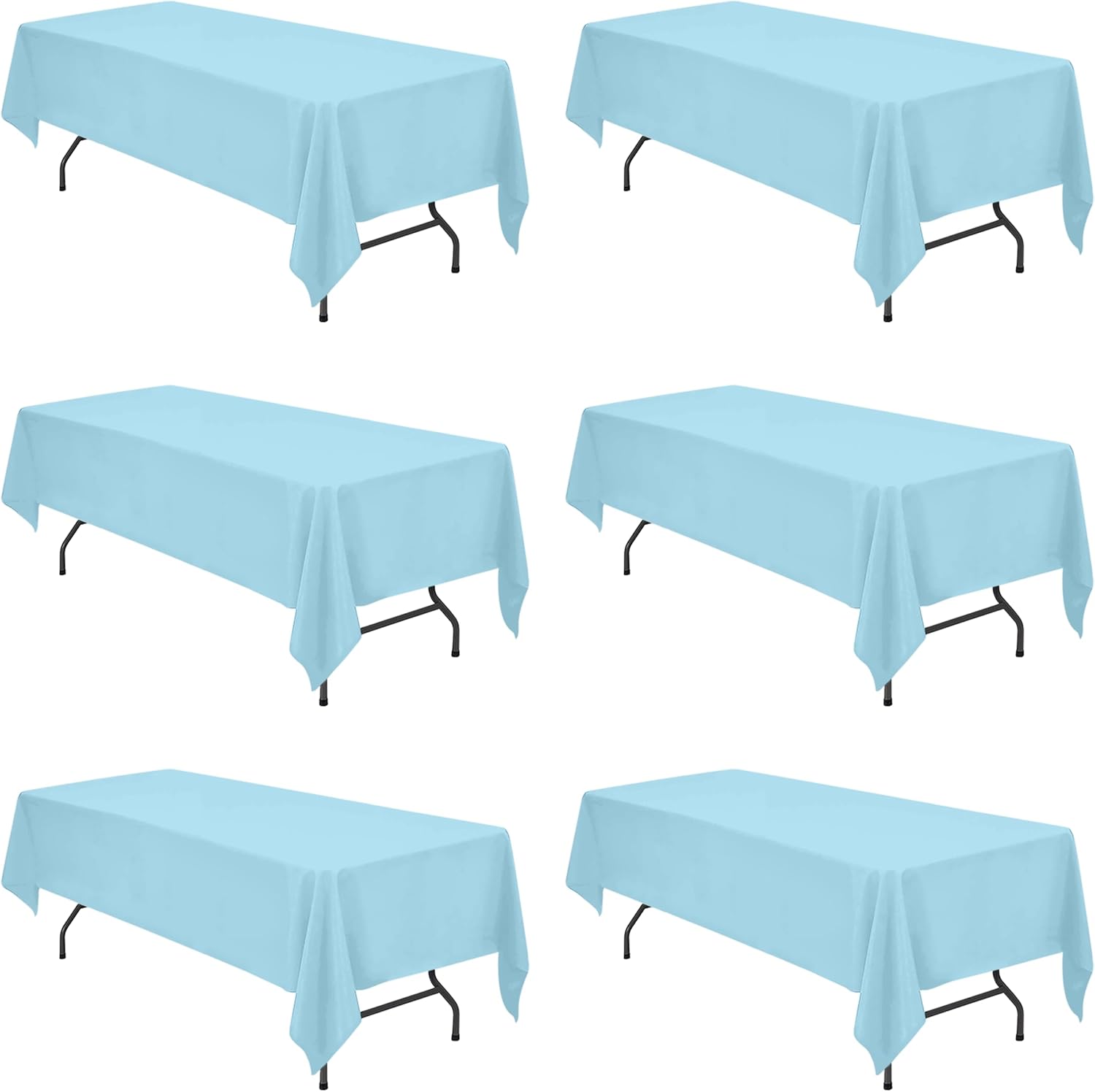 Light Blue Tablecloths for 8 Foot Rectangle Tables - 6 Pack