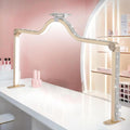 Gold Half Moon Nail Tech Lamp for Desk 34 in Foldable - Phone Holder