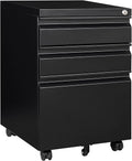3 Drawer Mobile File Cabinet with Lock - Rolling Under Desk File