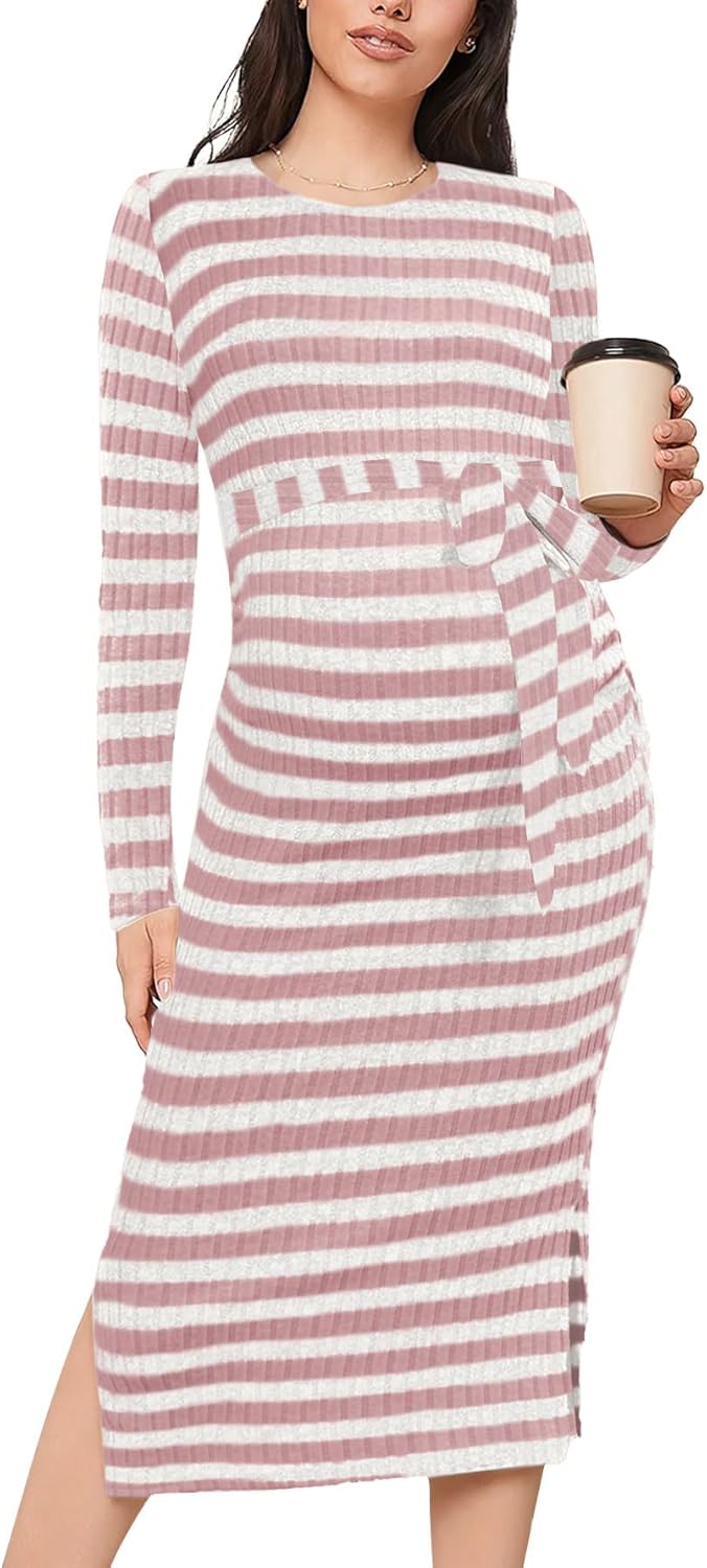 Crewneck Maternity Sweater Dress for Stylish Pregnancy Wear