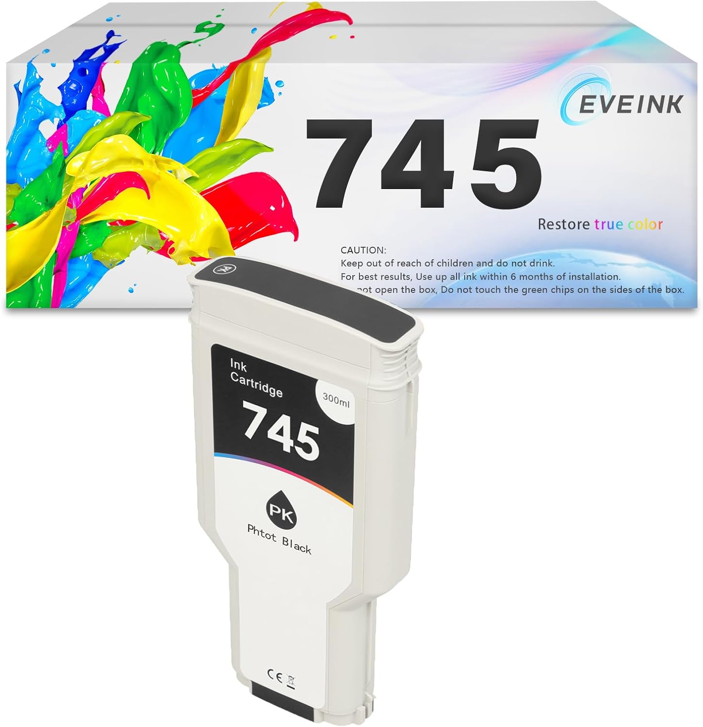 Vivid Prints Guaranteed - EVEINK 745 Photo Black Ink Cartridge