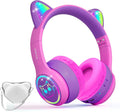 Wireless Kids Headphones with Microphone and Light Up Cat Ears - Safe