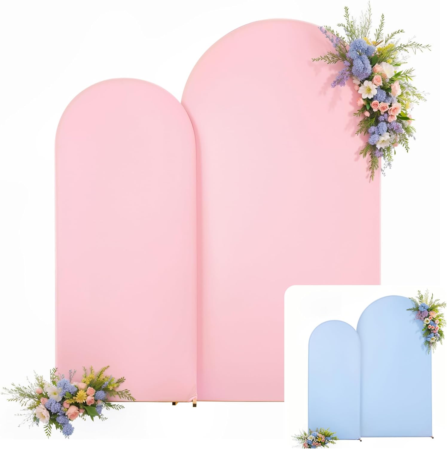 Pink and Blue Arch Backdrop Cover Set for Weddings and Parties