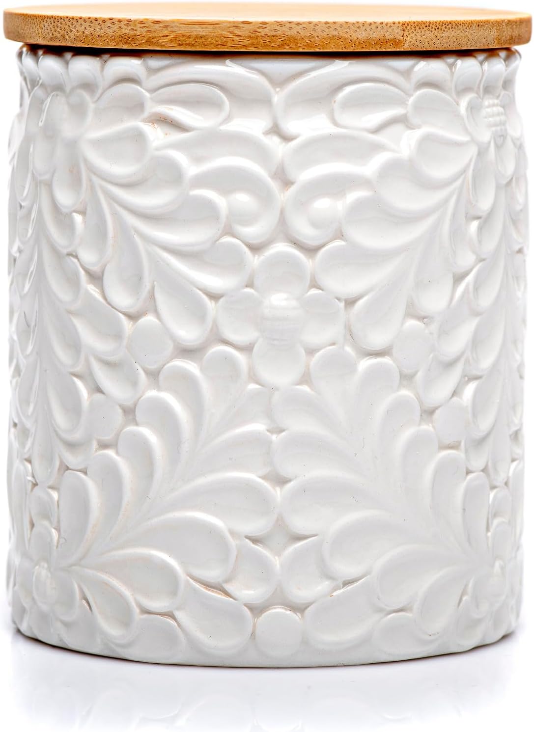 XXL 94 Oz Engraved Ceramic Kitchen Canister for Storage