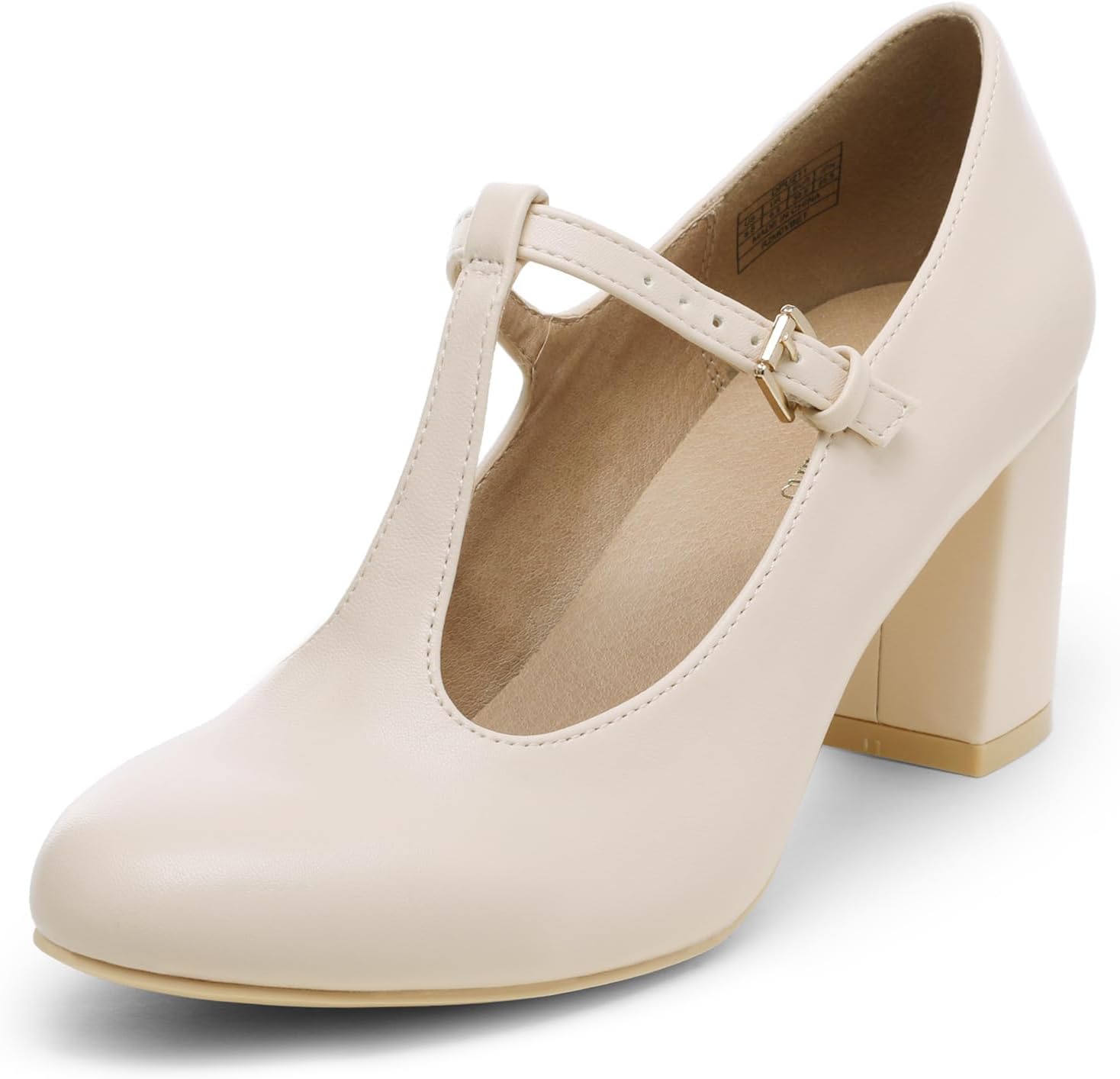 DREAM PAIRS Low Chunky Heels T-Strap Mary Jane Pumps for Women