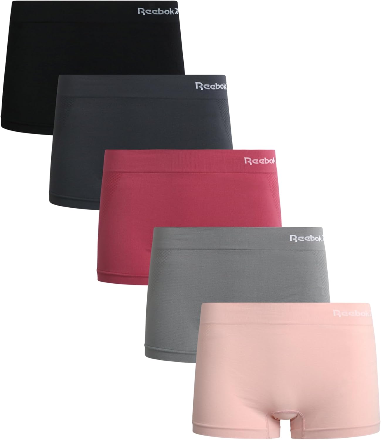 Reebok Womens Boyshorts Underwear - 5 Pack Seamless Comfort