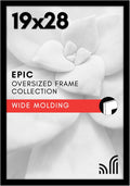 19x28 Poster Frame with Polished Plexiglass - Black Wide Molding