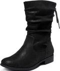 Wide Width Ankle Boots - Comfortable Low Heel Side Zipper Booties FOAM