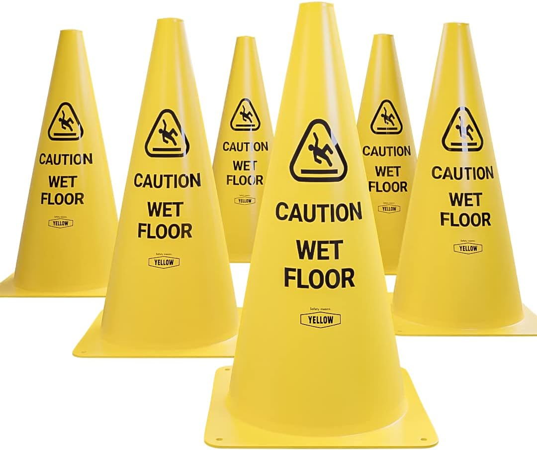 Yellow Safety Caution Wet Floor Sign Cone for Commercial Use