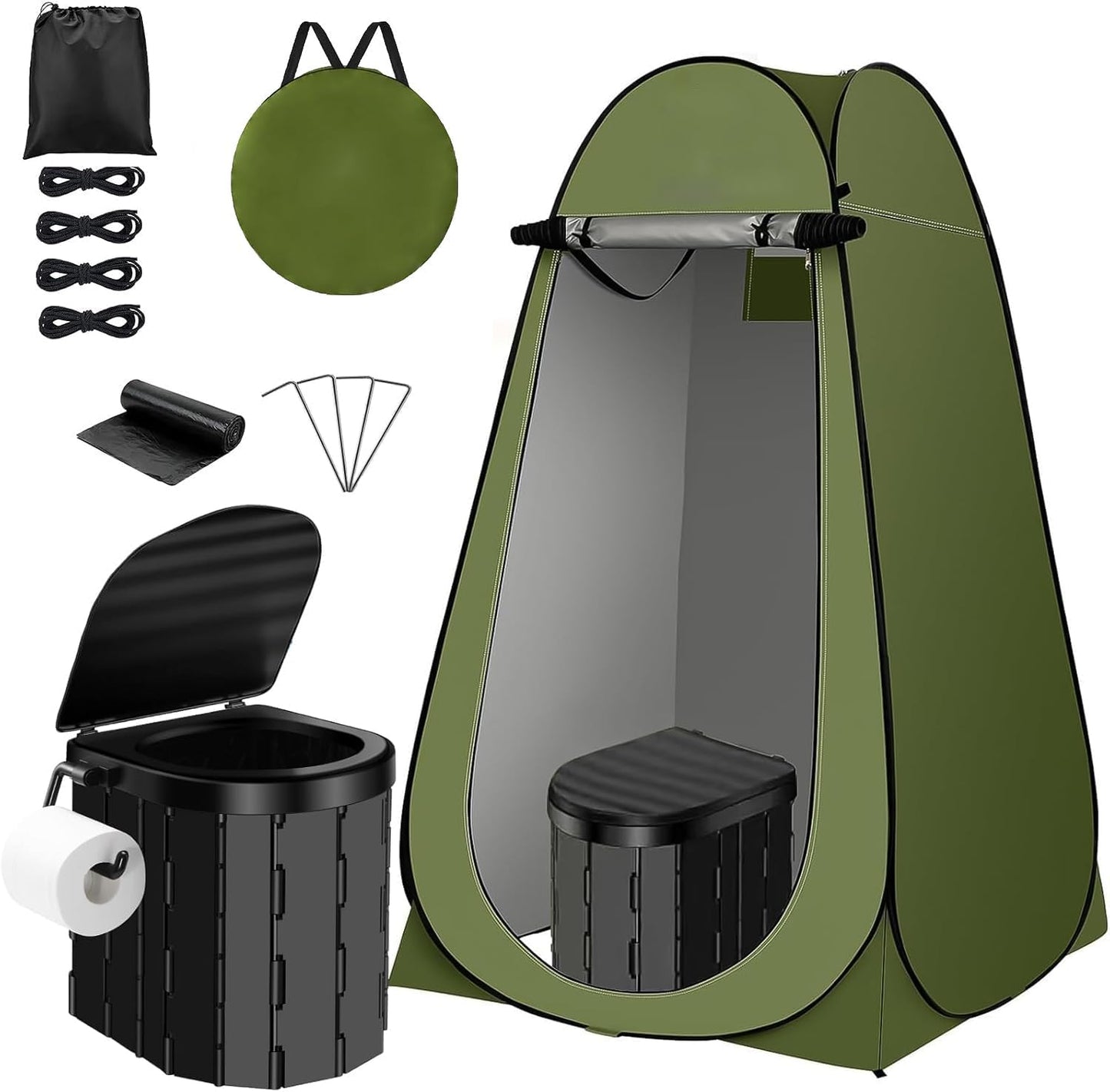 Portable Toilet Kit with Privacy Tent for Camping and Outdoors