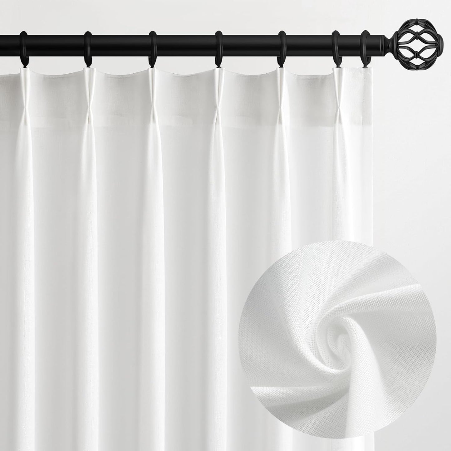 Elegant White Pinch Pleat Linen Curtains for Modern Decor