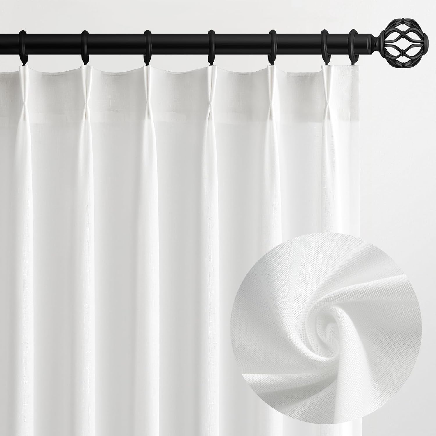 Elegant White Pinch Pleat Linen Curtains for Modern Decor