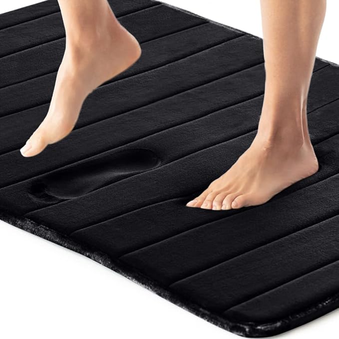 Gorilla Grip Thick Striped Memory Foam Bath Rugs for Comfort