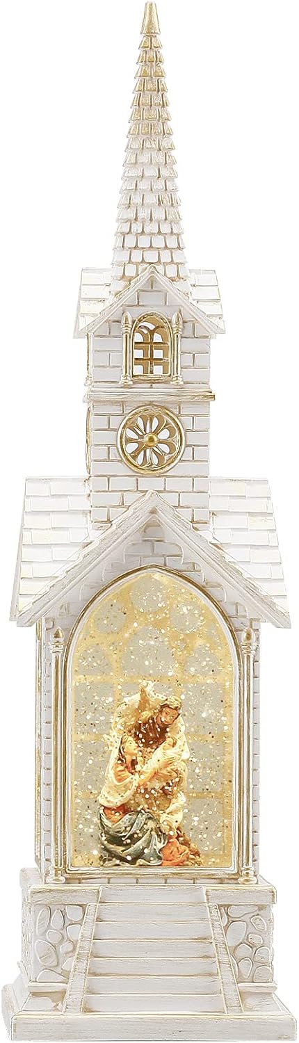 15.3in Musical Christmas Snow Globe Lantern for Holiday Decor