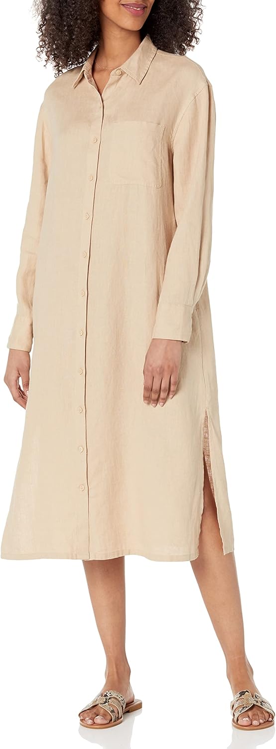 Fiona Relaxed Linen Midi Shirt Dress for Effortless Style