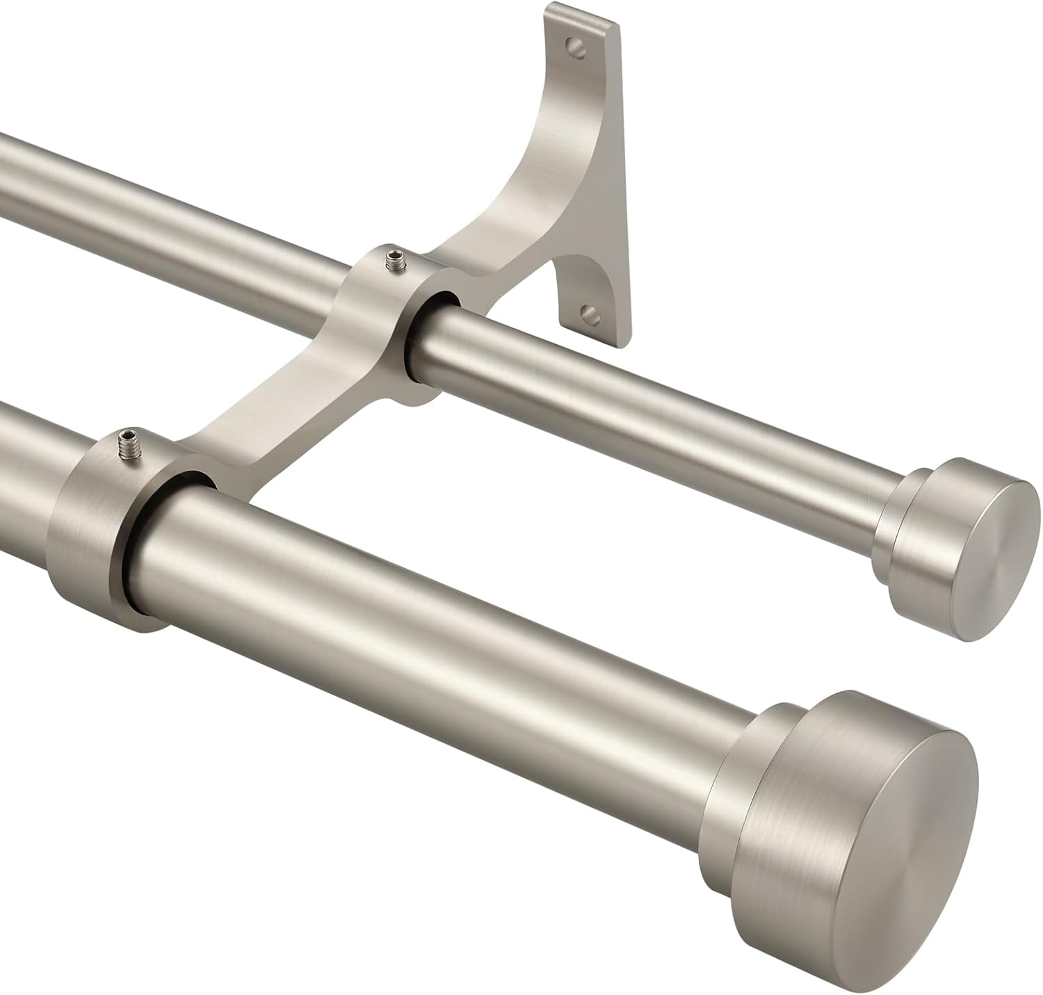 Kemmie Heavy Duty Double Curtain Rods with Cylindrical Caps