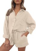 AUTOMET 2 Piece Lounge Set for Women - Oversized Shirt & Shorts rayon