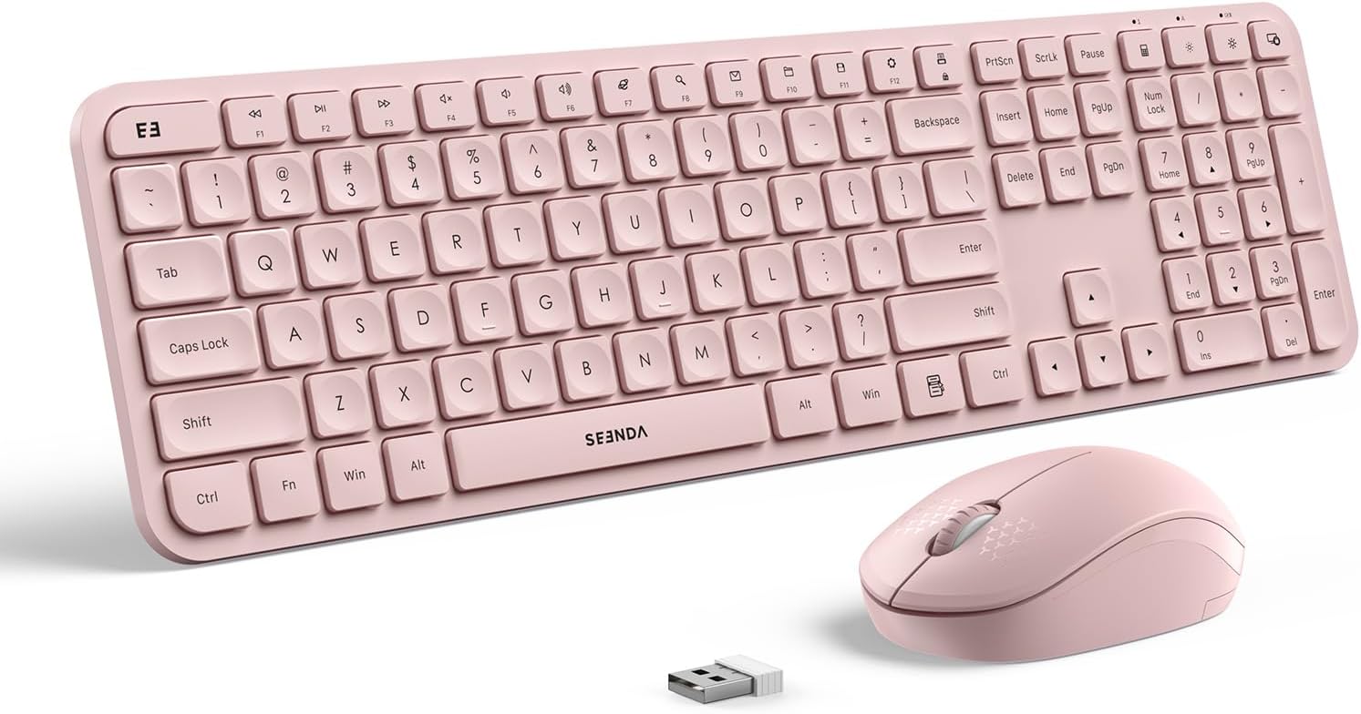 seenda Pink Wireless Keyboard Mouse Combo