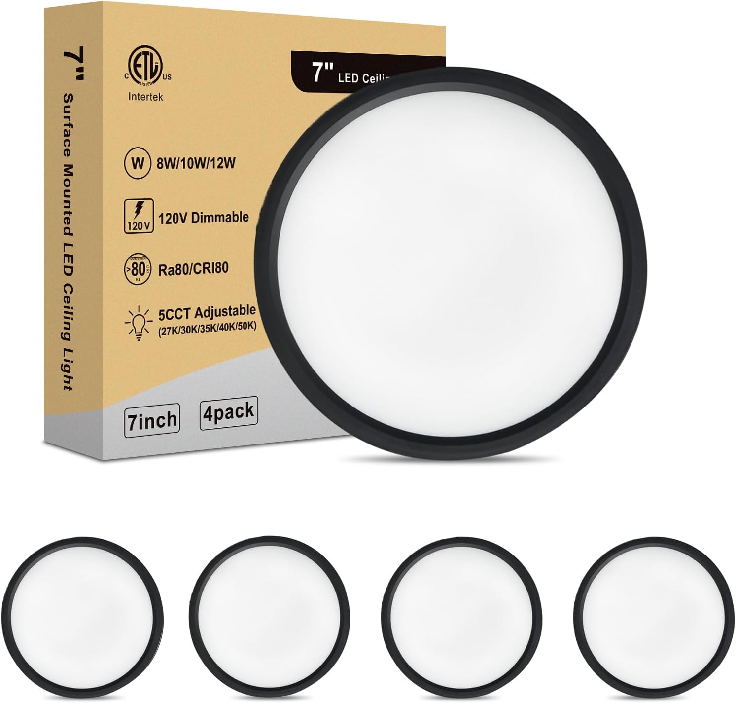 7 Inch LED Ceiling Light with 5CCT Dimmable Options for Home