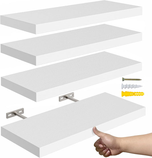 Floating Shelves for Wall - Rustic Wood Wall Shelf Set of 4