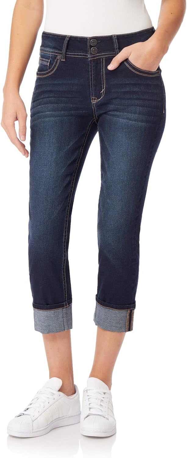 WallFlower Women's Luscious Curvy Crop Mid-Rise Jeans for All