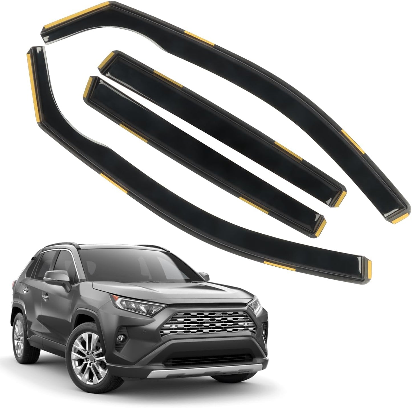 4 PCS in-Channel Window Rain Guards for 2019-2025 Toyota RAV4